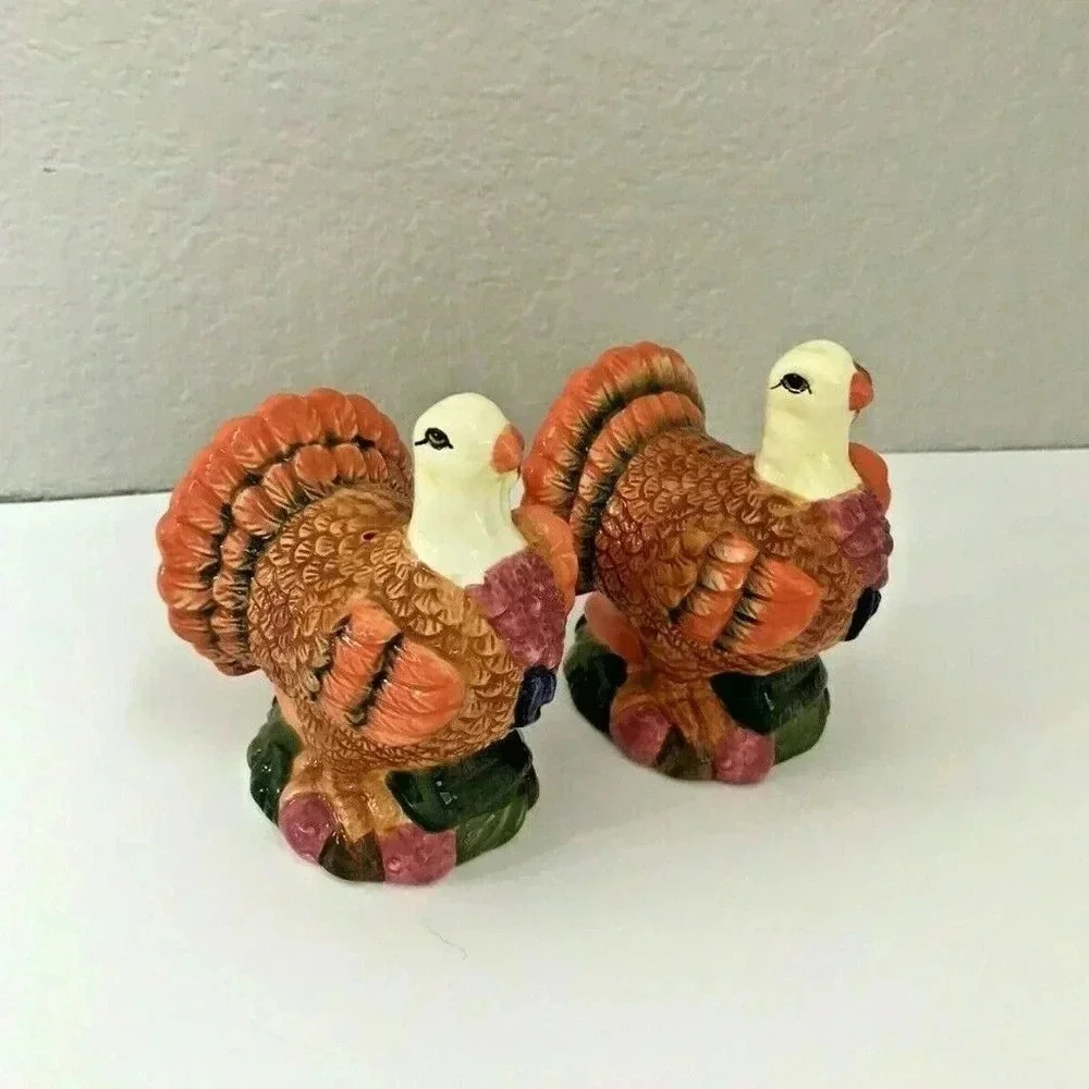 Vintage Fall Turkey Thanksgiving Salt & Pepper Shaker Set